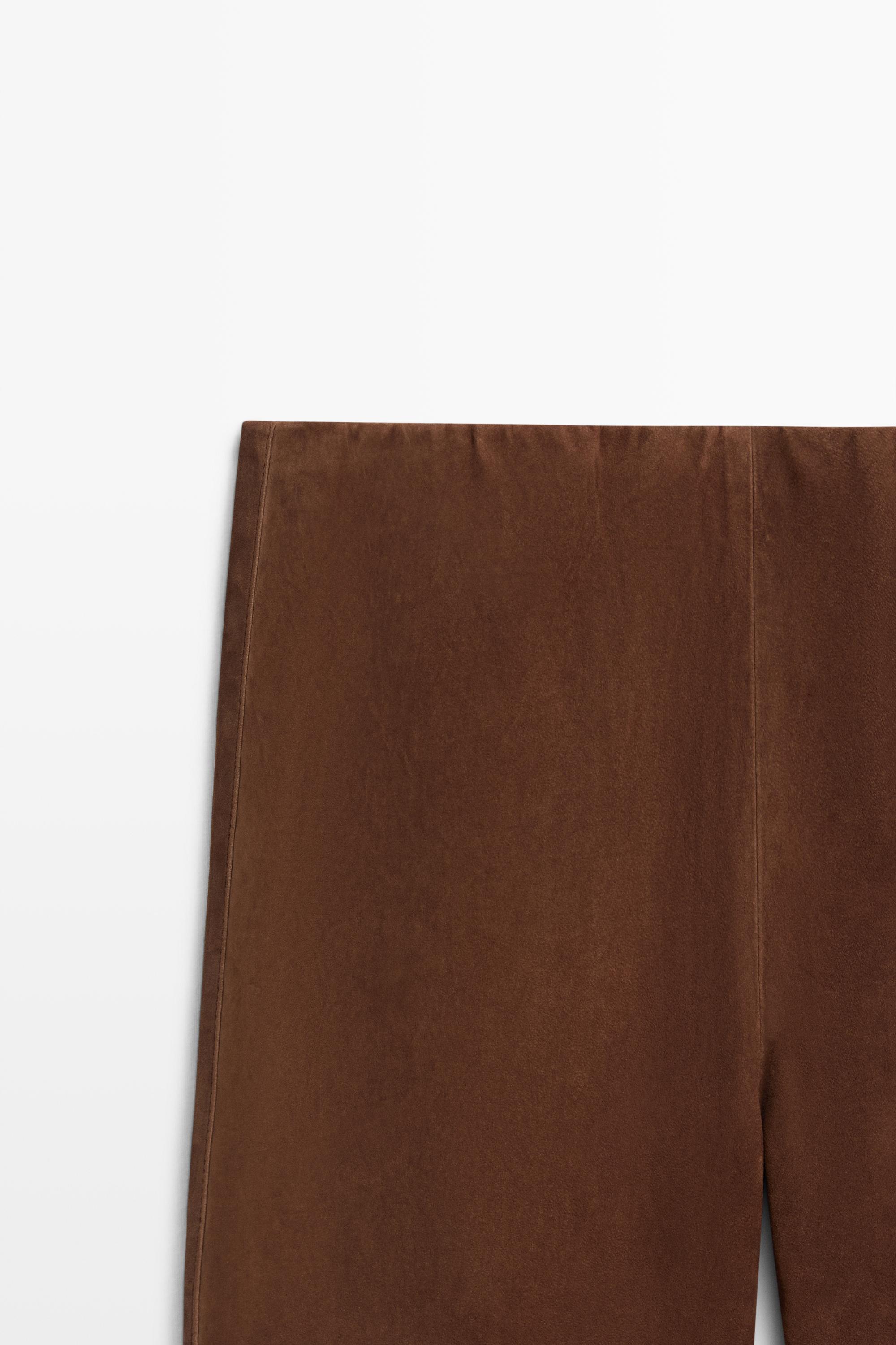 Pantalon legging flare en daim